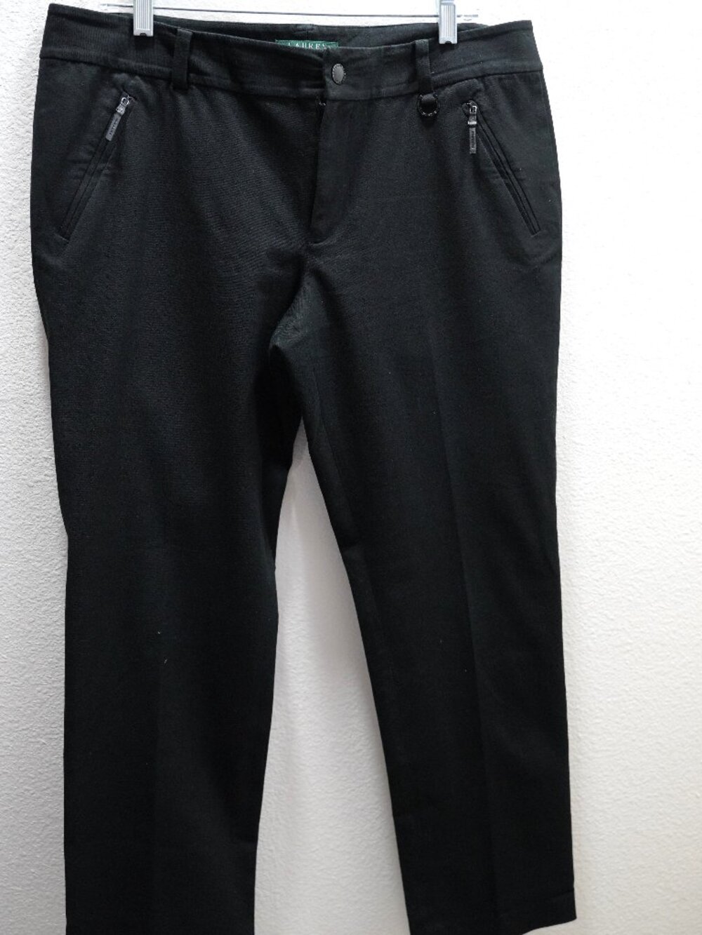 Lauren Ralph Lauren Black Cotton Stretch Zip Pocket Pants size 14